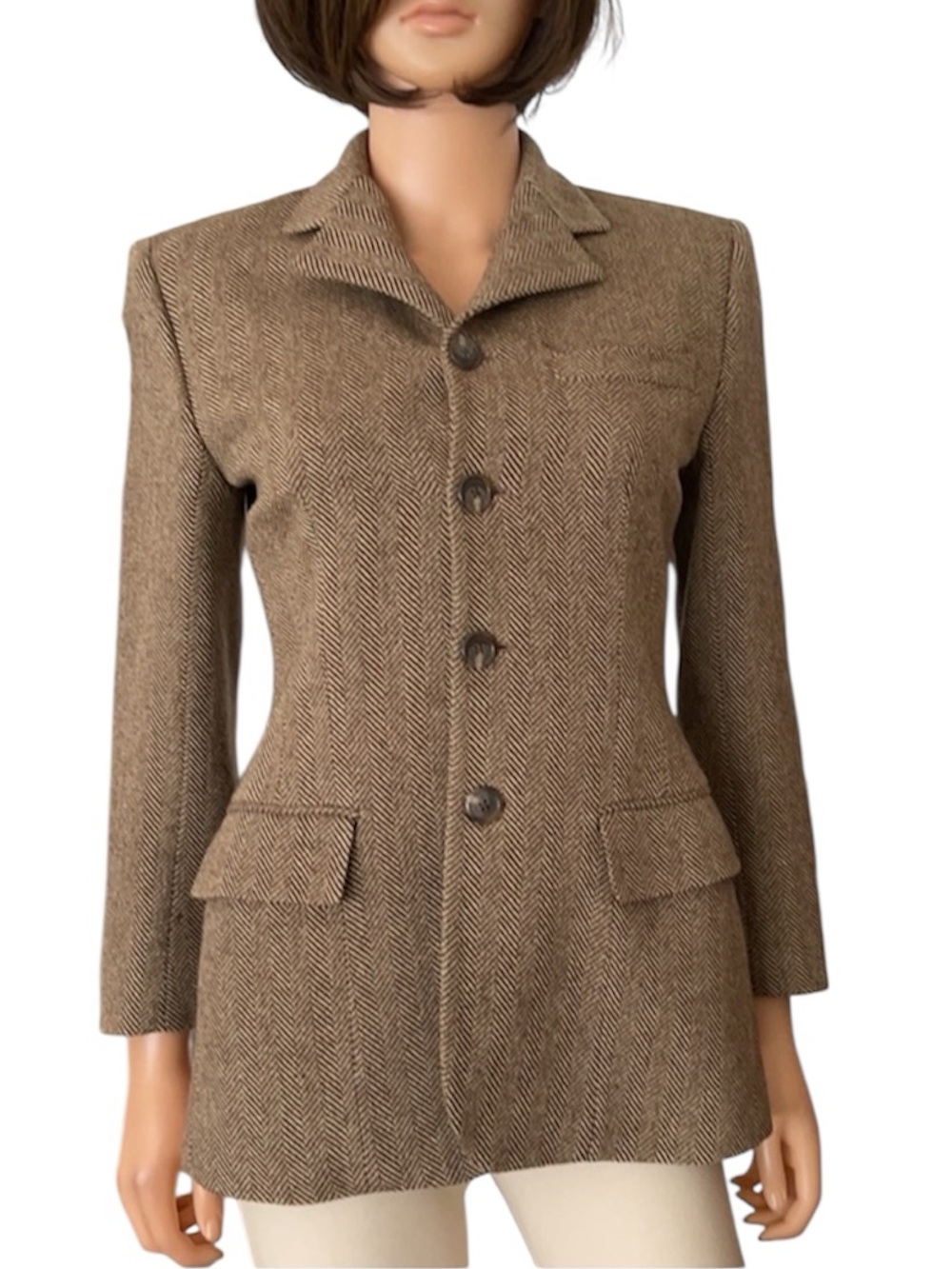 Ralph Lauren Blue Label Brown Wool Herringbone Blazer Jacket Tailored - Picture 13 of 13